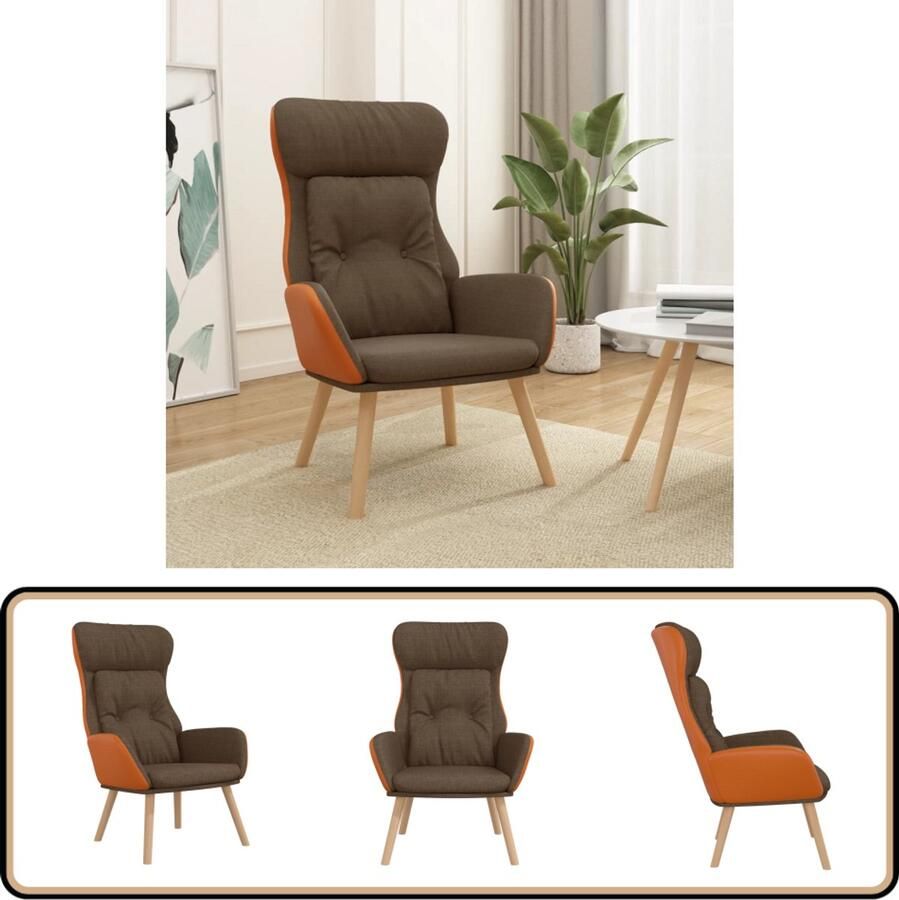VidaXL Relaxstoel Stof en PVC Bruin Relaxstoel Fauteuils Bruine Meubels Comfortabele Stoel Lounge Stoel Tuinstoel Binnenbankje Leeshoek Huiskamerdecoratie Interieurstyling