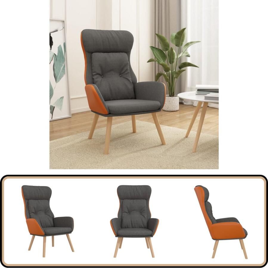 VidaXL Relaxstoel Stof en PVC Donkergrijs Comfortabel Relaxstoel Fauteuils Lounge Chair Comfortabele Stoel Grijs Meubilair
