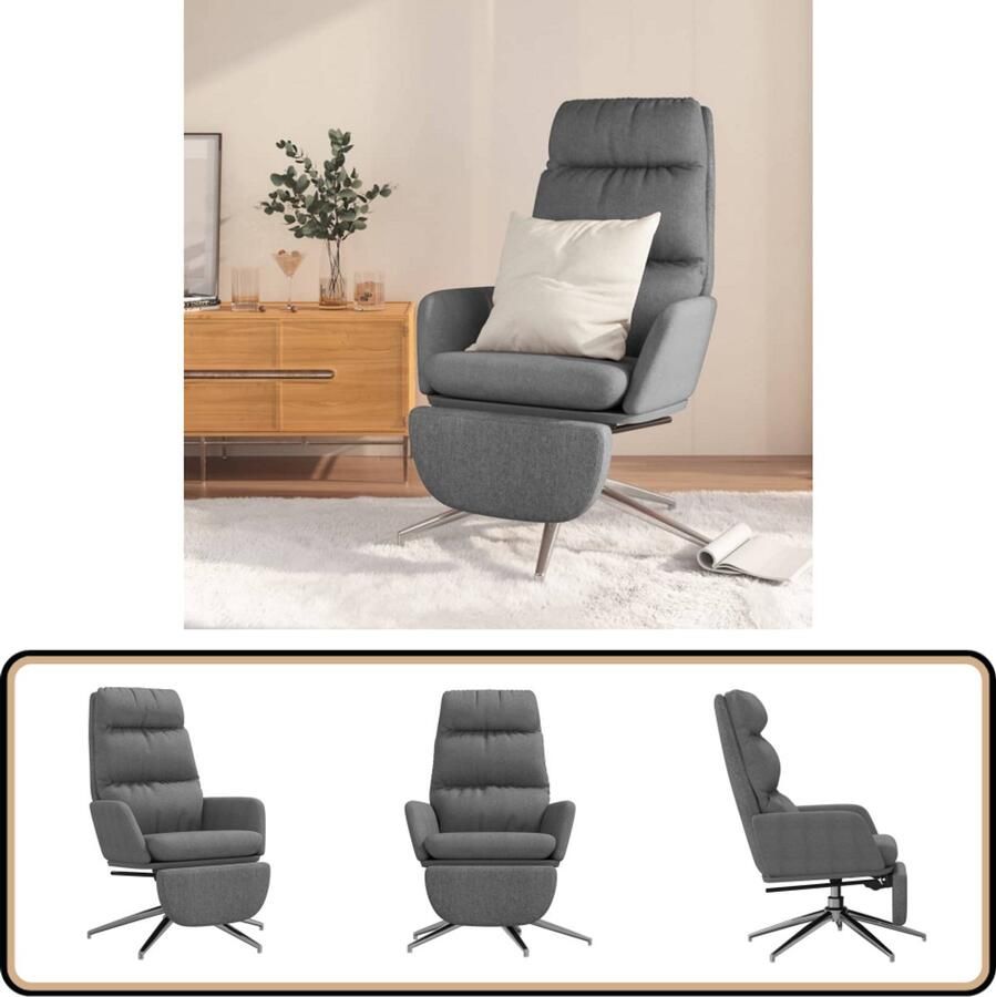 VidaXL Relaxstoel Stof Lichtgrijs Met voetensteun Relaxfauteuil Fauteuil Met Voeteneen Loungestoel Comfortstoel Leesstoel
