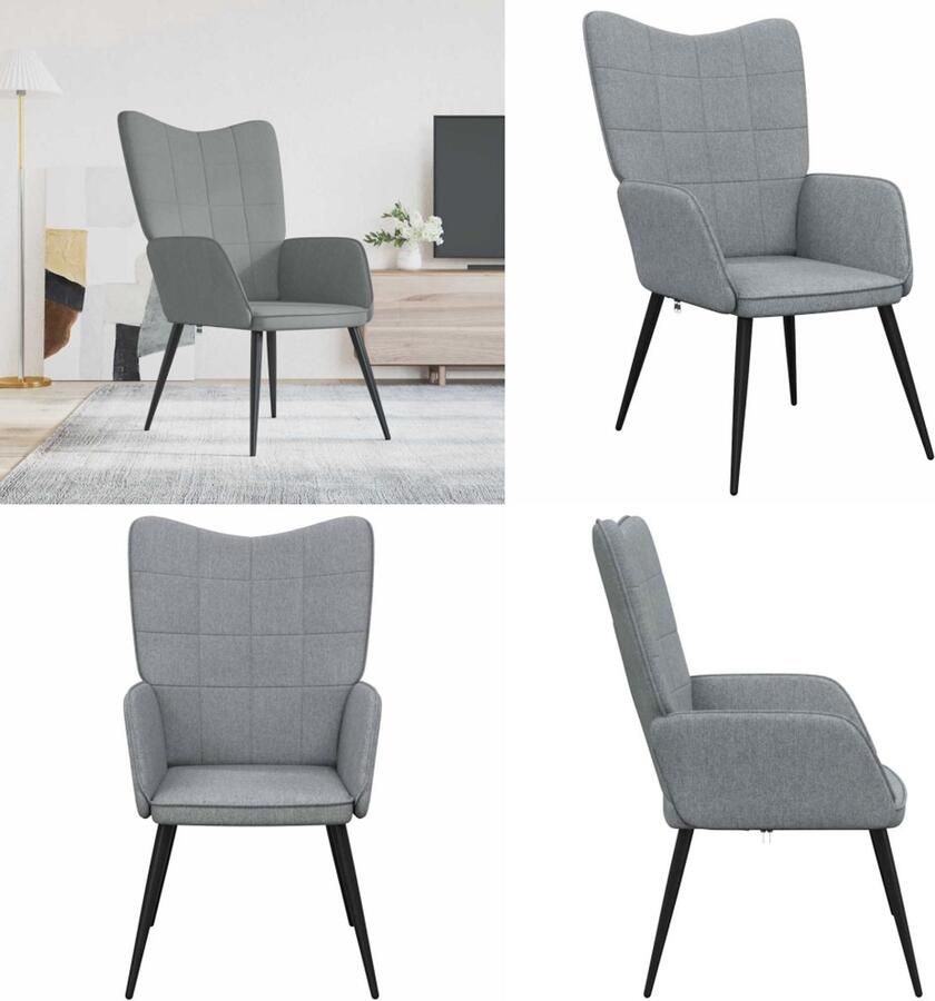 VidaXL Relaxstoel stof lichtgrijs Relaxstoel Relaxstoelen Fauteuil Fauteuils