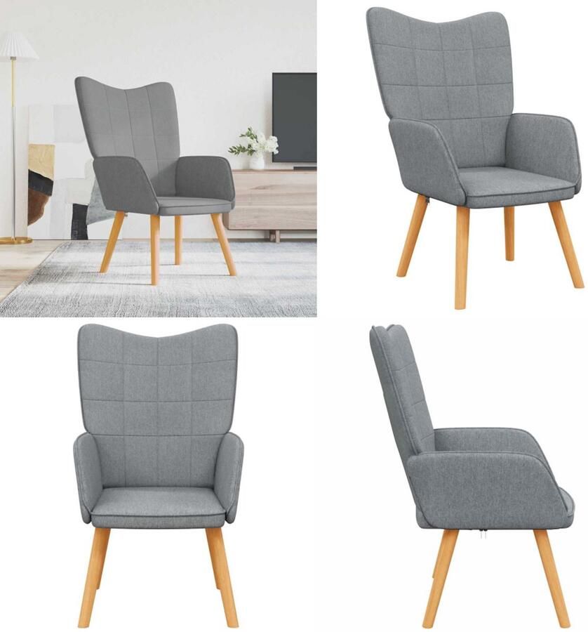 VidaXL Relaxstoel stof lichtgrijs Relaxstoel Relaxstoelen Fauteuil Fauteuils