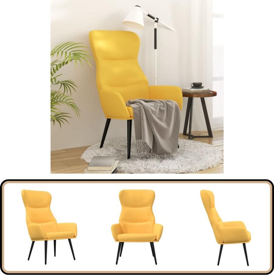 VidaXL Relaxstoel Stof Mosterdgeel Comfortabel Relaxfauteuil Fauteuils Lounge Stoel Mosterdgele Meubels Comfortabele Stoel