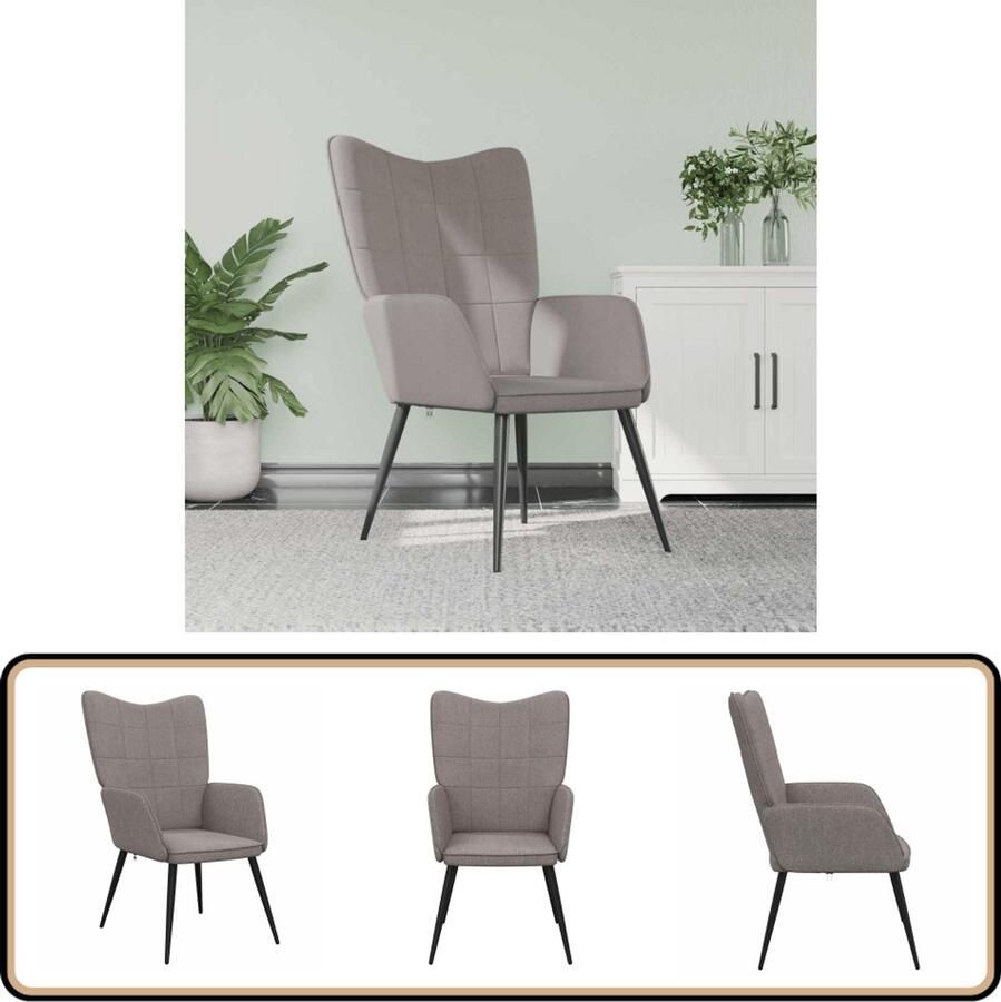 VidaXL Relaxstoel Stof Taupe Comfort en Stijl Relaxstoel Fauteuils Lounge Chair Loungestoel Tuinstoel Buitenstoel Taupe Beige Comfortabele Stoel Moderne Stoel Elegante Stoel