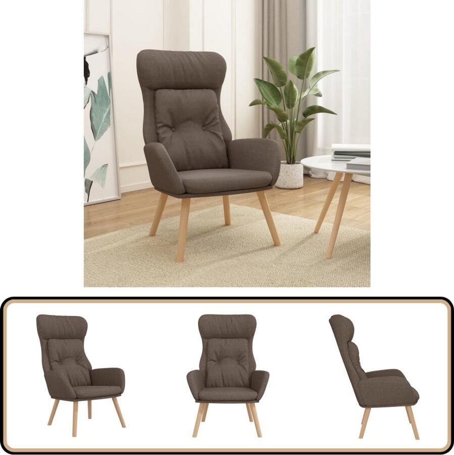 VidaXL Relaxstoel Stof Taupe Comfortabel design Comfortabele Fauteuil Relaxstoel Fauteuils Lounge Chair Tuinstoel Buitenstoel Taupe