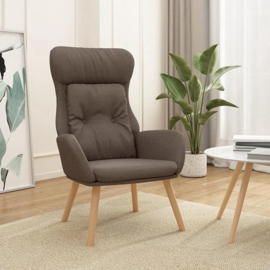 VidaXL Relaxstoel Stof Taupe Comfortabel design Comfortabele Fauteuil Relaxstoel Fauteuils Lounge Chair Tuinstoel Buitenstoel Taupe - Foto 2