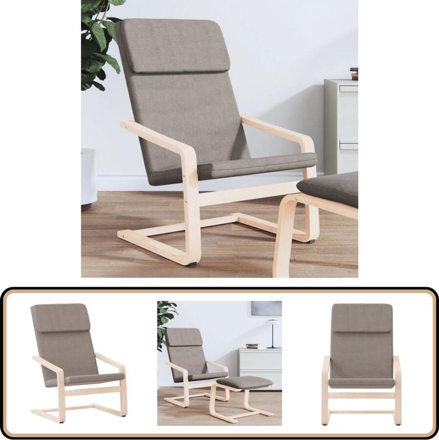 VidaXL Relaxstoel stof taupe stijlvol en comfortabel Relaxfauteuil Fauteuils Lounge Stoel Loungestoel Berghout