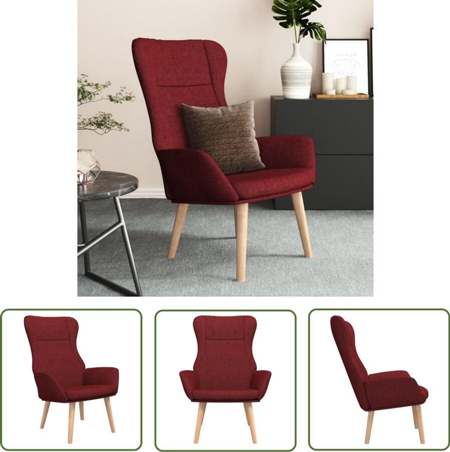 VidaXL Relaxstoel Stof Wijnrood Comfortabel Relaxstoel Lounge Chair Tuinstoel Buitenstoel Rood Velours Comfort Design Stapelbaar Modern Vintage Luxe Voor Terras Balkon Livingroom Slaapkamer