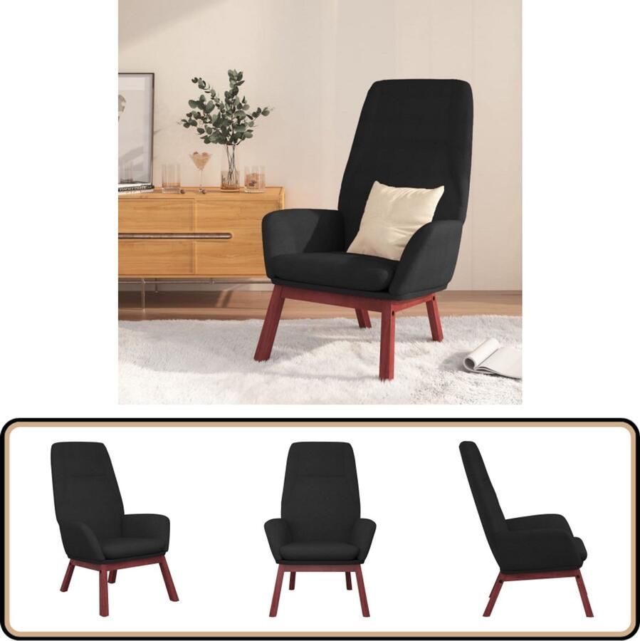 VidaXL Relaxstoel Stof Zwart Comfort & Design Relaxstoel Fauteuils Lounge Chair Comfortabel Zitten Zwarte Relaxstoel
