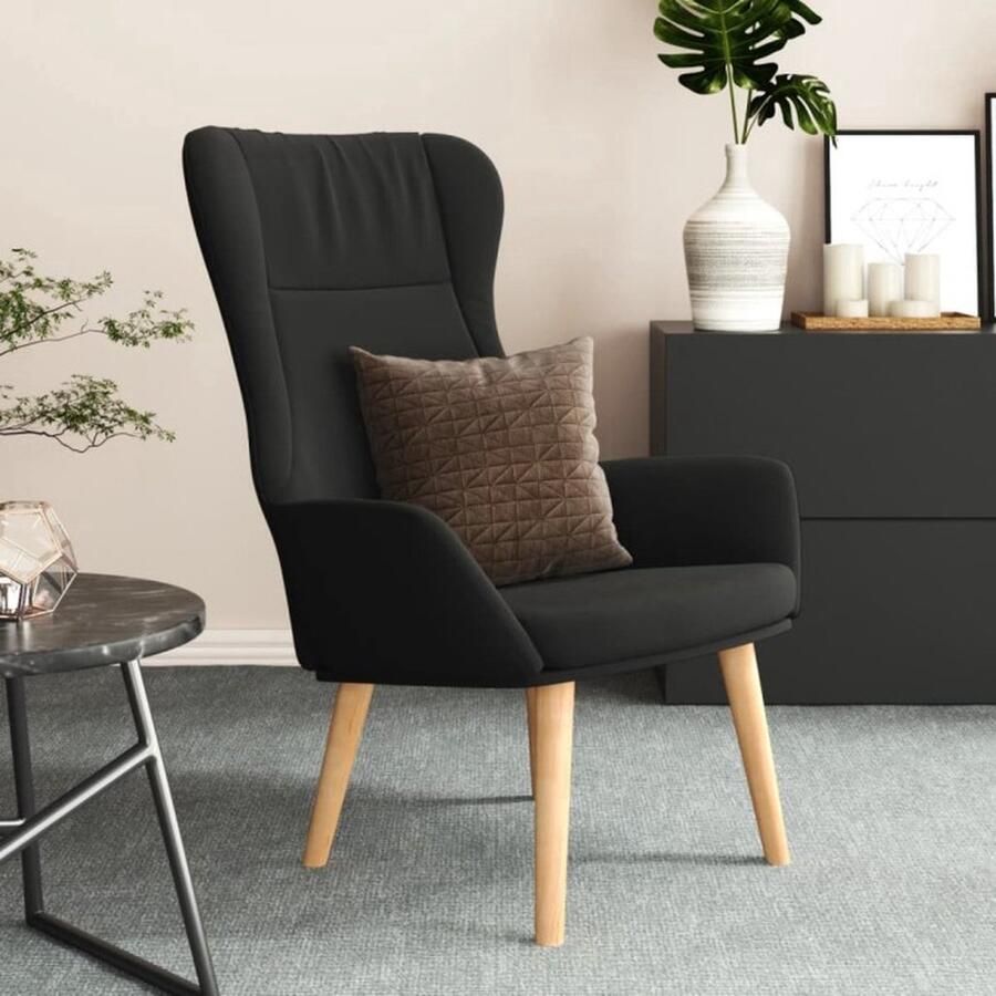 VidaXL Relaxstoel Stof Zwart Comfort en Design Relaxstoel Fauteuils Lounge Chair Tuinstoel Zwarte Relaxstoel Comfortabele Stoel Buitenstoel Binnenstoel Designstoel Moderne Stoel Stapelbare Stoel