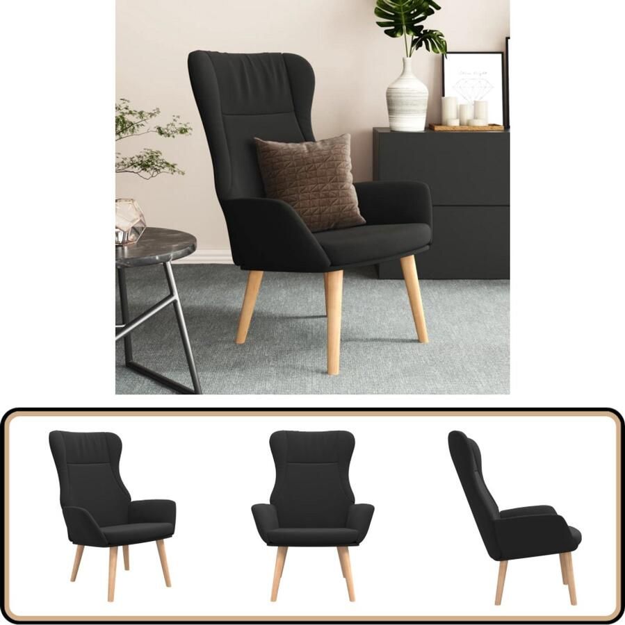 VidaXL Relaxstoel Stof Zwart Comfort en Design Relaxstoel Fauteuils Lounge Chair Tuinstoel Zwarte Relaxstoel Comfortabele Stoel Buitenstoel Binnenstoel Designstoel Moderne Stoel Stapelbare Stoel - Foto 2