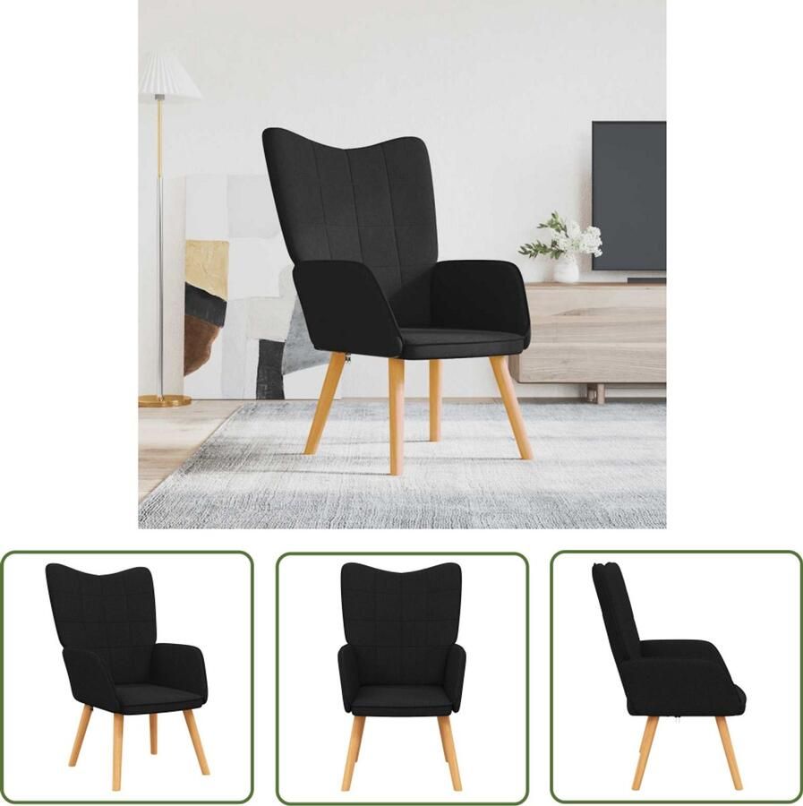 VidaXL Relaxstoel stof zwart Comfort en stijl Relaxstoel Fauteuils Zwarte Relaxstoel Lounge Stoel Zitzak Loungestoel Tuinstoel