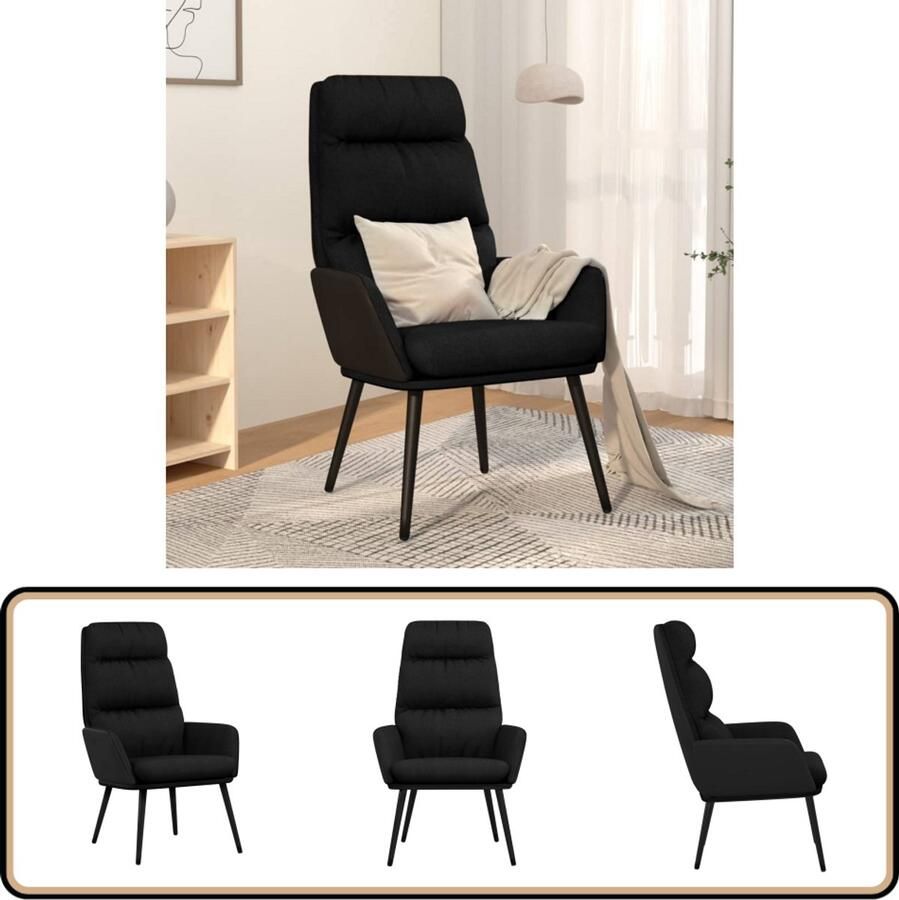 VidaXL Relaxstoel Stof Zwart Comfortabel Design Relaxstoel Fauteuils Zwarte Stoffen Meubels Lounge Stoel Comfort Stoel Huiskamer Meubilair Zittend Genieten Ergonomische Stoel Design Stoel