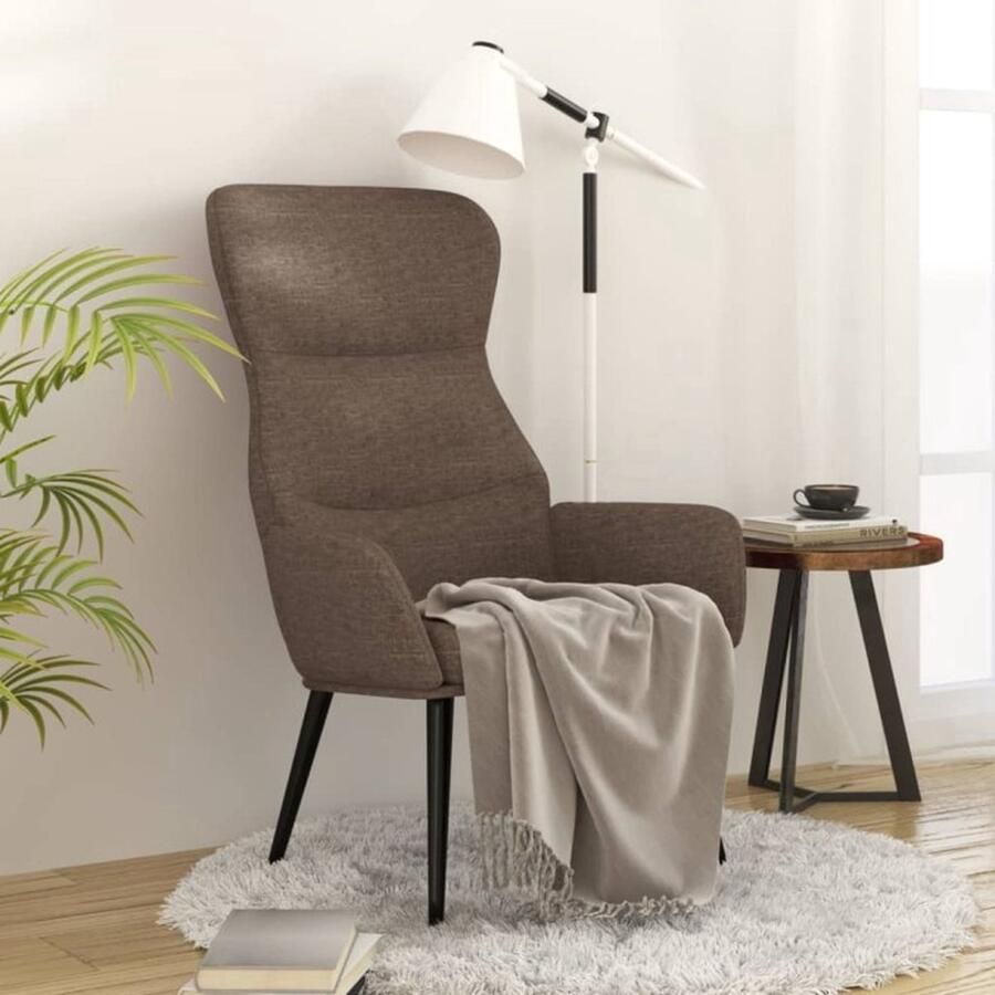 VidaXL Relaxstoel Taupe Stof Verstelbaar Relaxstoel Fauteuils Lounge Stoel Comfortabel Zitten Taupecleur Veloursstoffen Design Meubels Woonkamer Meubilair - Foto 3