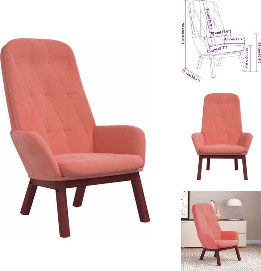VidaXL Relaxstoel Relaxstoelen Fauteuil Relaxfauteuil Relaxstoel fluweel roze - Foto 2