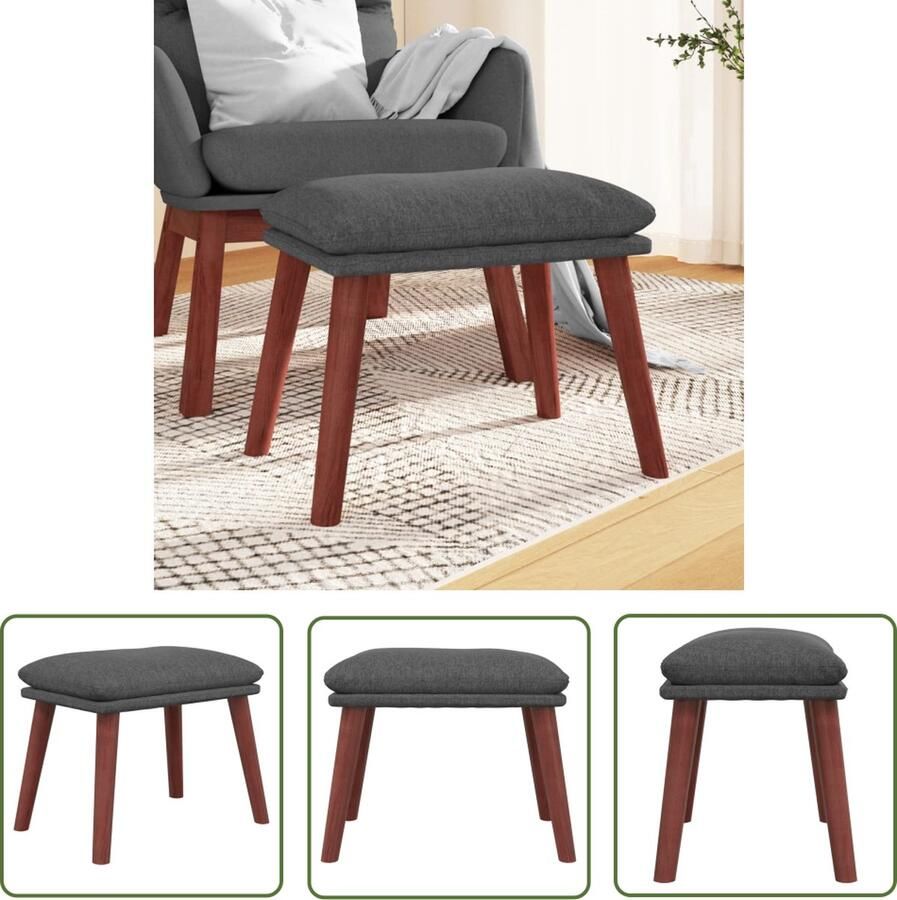 VidaXL Relaxstoel Voetenbank 45x29 5x35 cm stof donkergrijs Stoel Lounge Meubilair Donker Grijs Meubilair