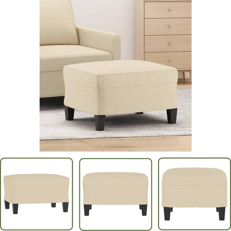 VidaXL Voetenbank 60x50x41 cm stof crèmekleurig Voetenbank Relaxstoel Stoel Lounge Meubilair Huiskamer Meubels - Foto 2