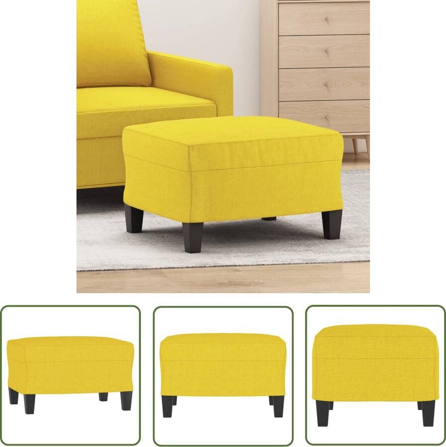 The Living Store Voetenbank 60x50x41 cm stof geel Voetenbank Relaxstoel Stoffen Meubels Lounge Accessoires Huiskamer Decoratie