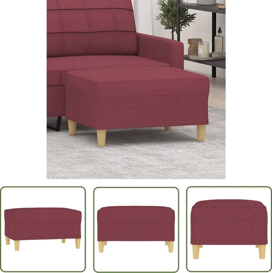 The Living Store Voetenbank 70 x 55 x 41 cm Wijnrood stoffen bekleding Voetenbank Relaxstoel Loungepoef Bijzettafel Rood Meubilair