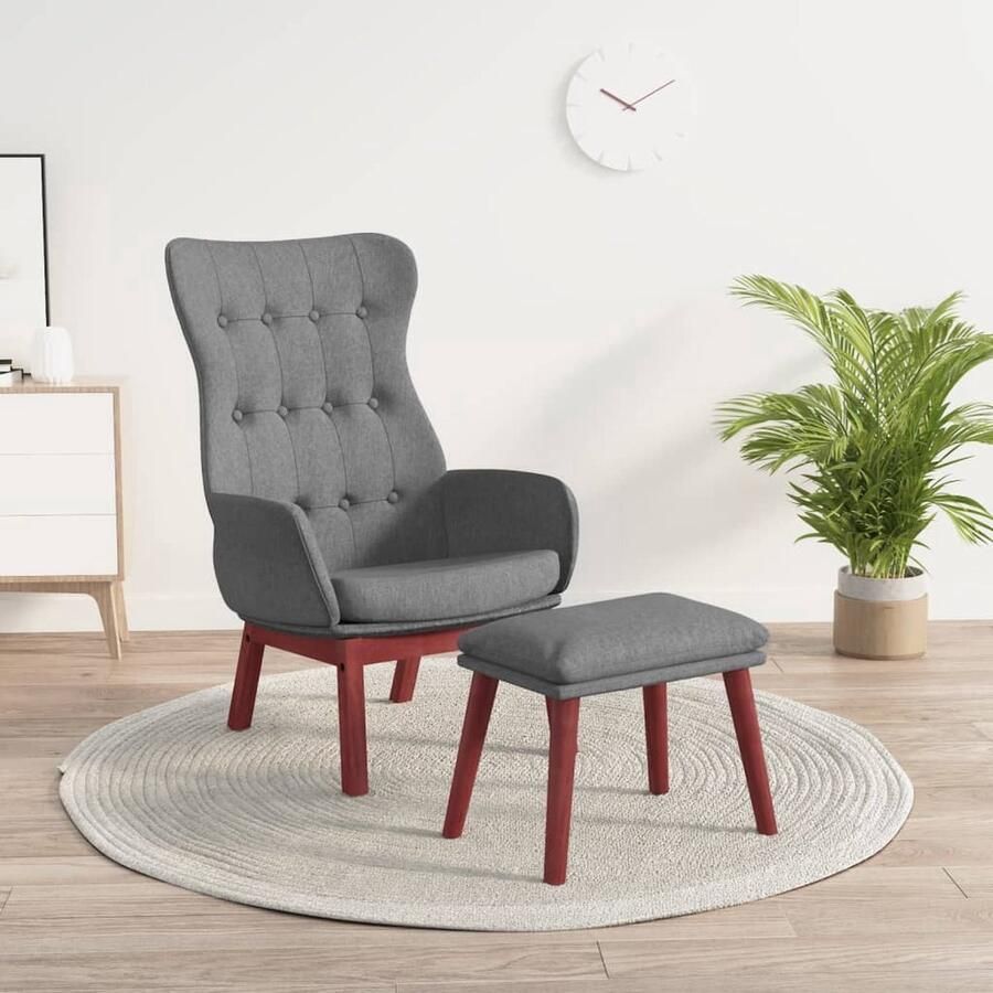 VidaXL Relaxstoel Voetenbank 70x77x94cm Lichtgrijs Fauteuil