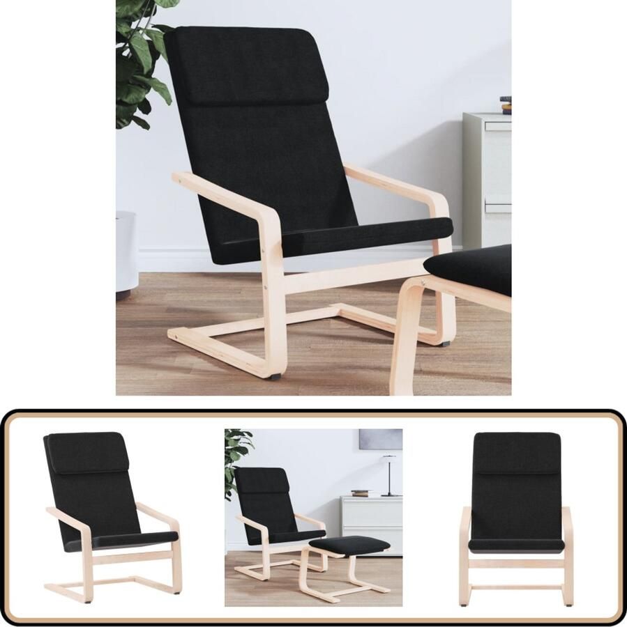 VidaXL Relaxstoel Zwart Polyester Comfortabel Ontwerp Relaxstoel Fauteuils Zwarte Relaxstoel Loungestoel Huiskamermeubilair