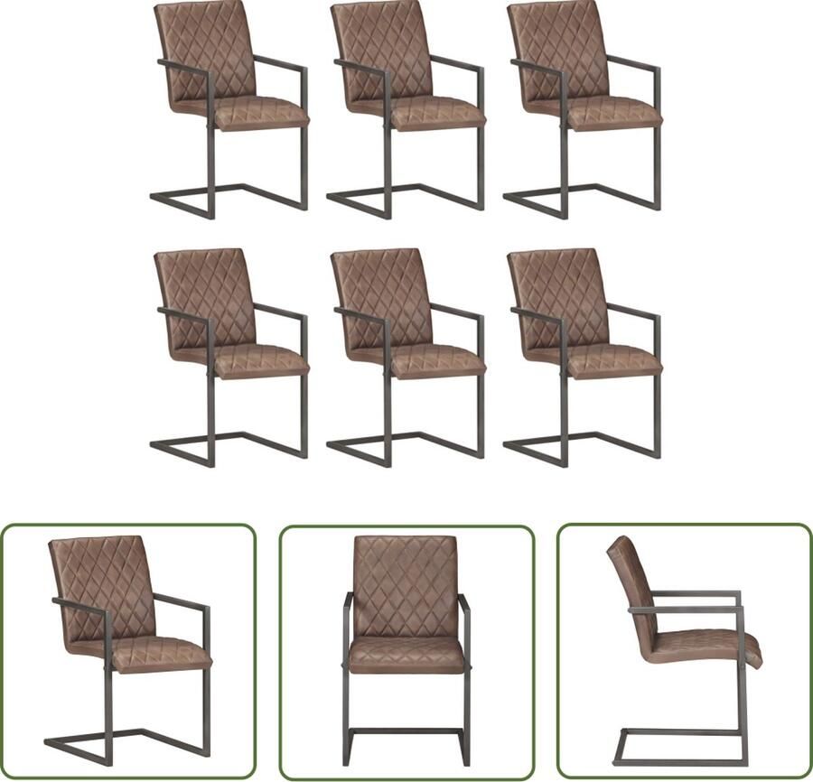 The Living Store Eetkamerstoelen Retro Ontwerp Echt Leer Comfortabel Bruin Grijs 51x56x91cm Eetkamerstoelen Retro Meubels Lederen Stoelen Vintage Stoelen Kantil Lever Stoelen