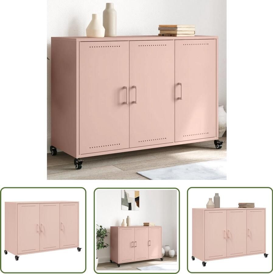VidaXL Dressoir 100 5x39x72 cm staal roze Dressoir Roestvrijstalen Dressoir Vintage Dressoir Modern Dressoir Roze Dressoir