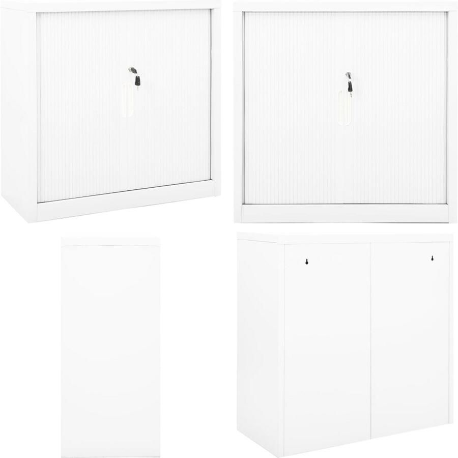 VidaXL Roldeurkast 90x40x90 cm staal wit Roldeurkast Roldeurkasten Schuifdeurkast Schuifdeurkasten
