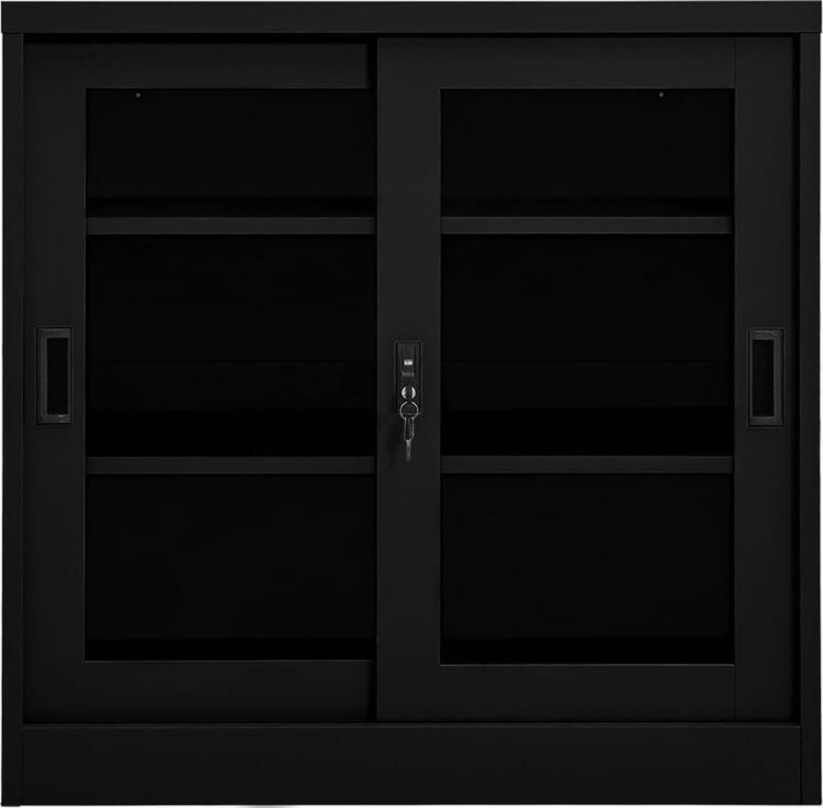 VidaXL -Roldeurkast-90x40x90-cm-staal-zwart - Foto 3