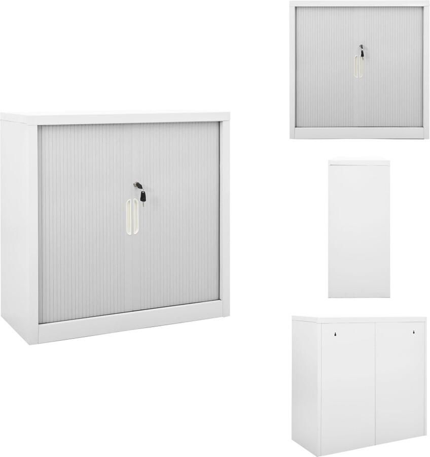 VidaXL Opbergkast Roldeurkast Grijs 90 x 40 x 90 cm Staal Met 2 verstelbare schappen en een slot Kast