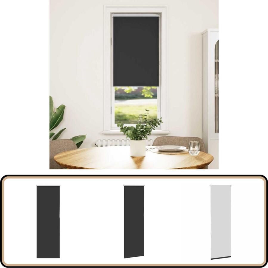 VidaXL Rolgordijn Verduisterend 55x175 cm Zwart Rolgordijnen Blackout Gordijnen Verduisterend Gordijn Privacy Gordijn Kamerscherm