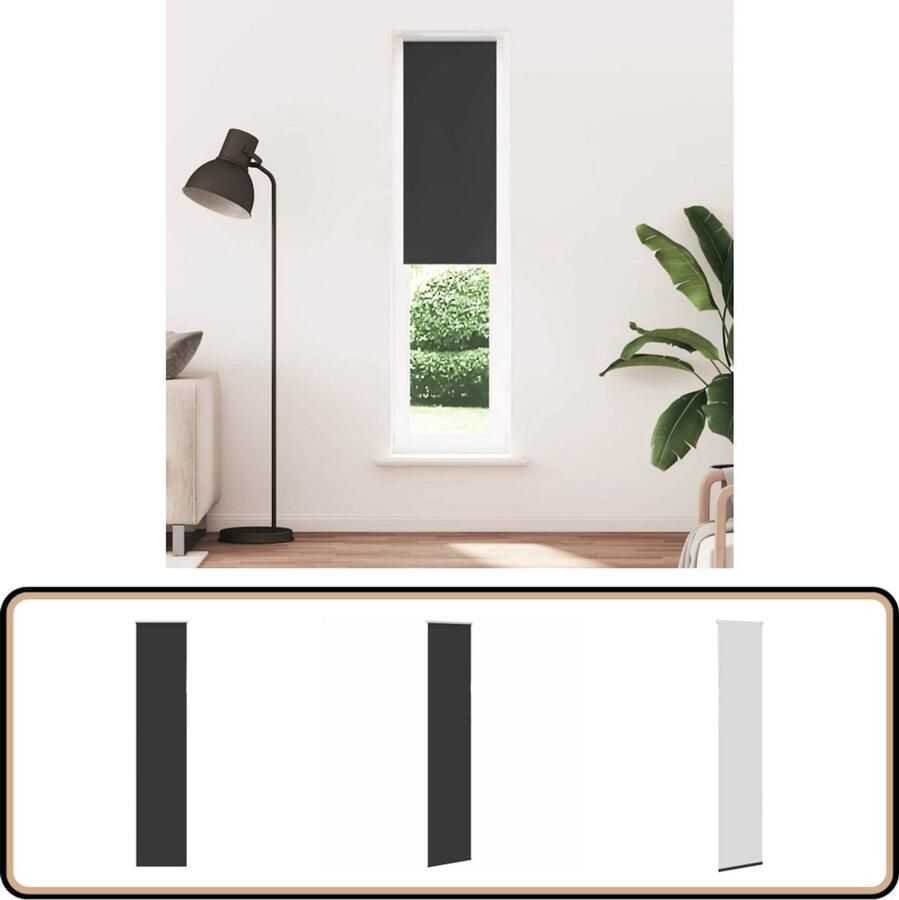 VidaXL Rolgordijn Verduisterend 55x230 cm Zwart Rolgordijnen Gordijnen Verduisteringsgordijnen Blackout Gordijnen Kamerscherm