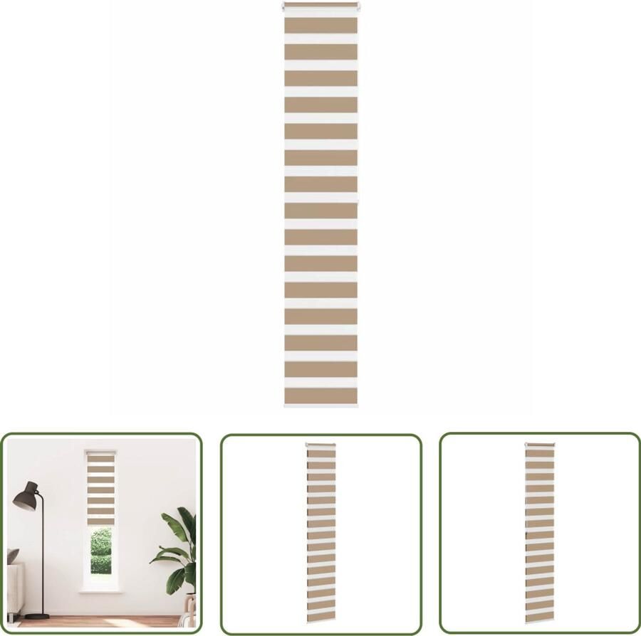 The Living Store Zebra Blind 50x200 cm stofbreedte 55 9 cm polyester zandbruin Zebra Blind Rolgordijn Zonwering Privacy Kamerscherm