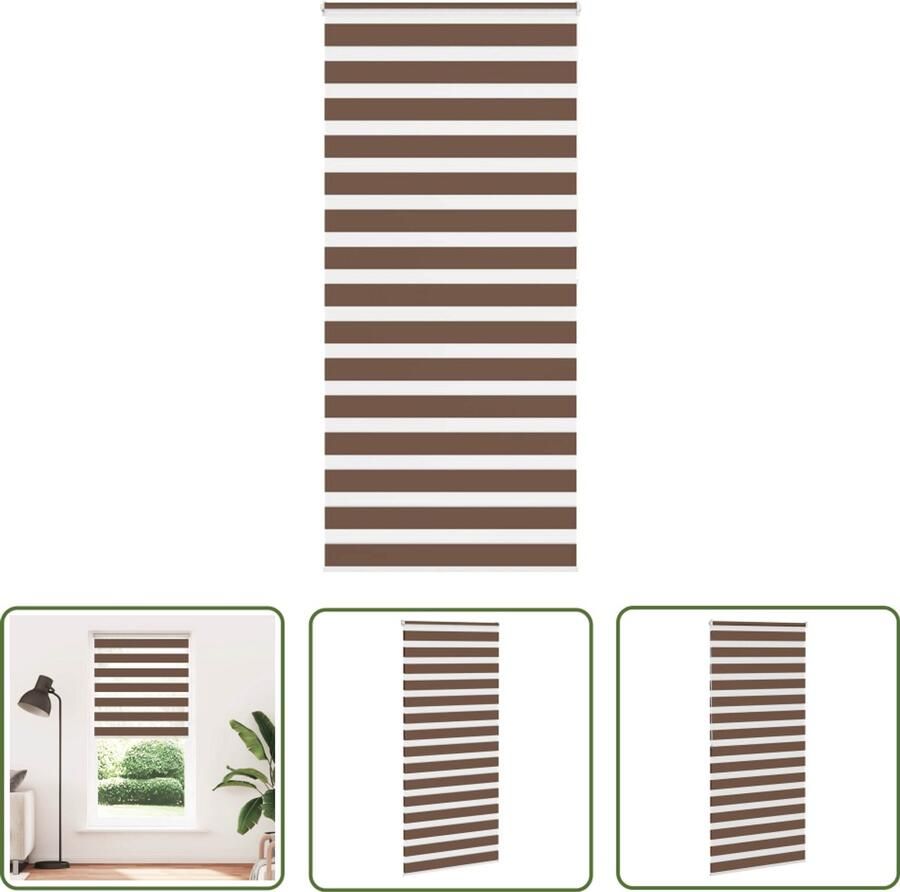 The Living Store Zebra rolgordijn 100x200 cm stofbreedte 95 9 cm polyester bruin Zebra Gordijn Rolgordijn Zonwering Privacy Kamerscherm