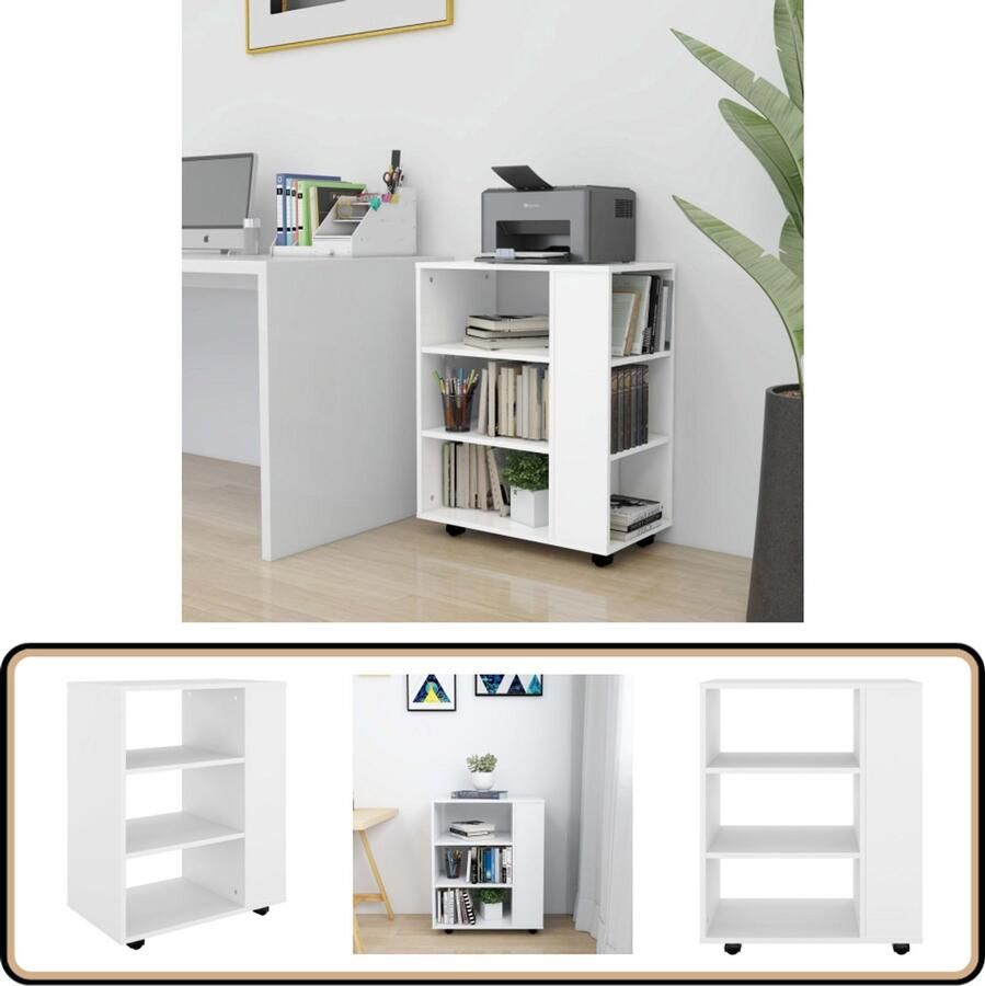 VidaXL Rolkast 60x35x75 cm Bewerkt hout Wit Rolkast Kasten Opbergkast Kantoororganisatie Witte Meubelen Houten Meubelen Scandinavische Meubelen Basic Meubelen Werkplek Organisatie