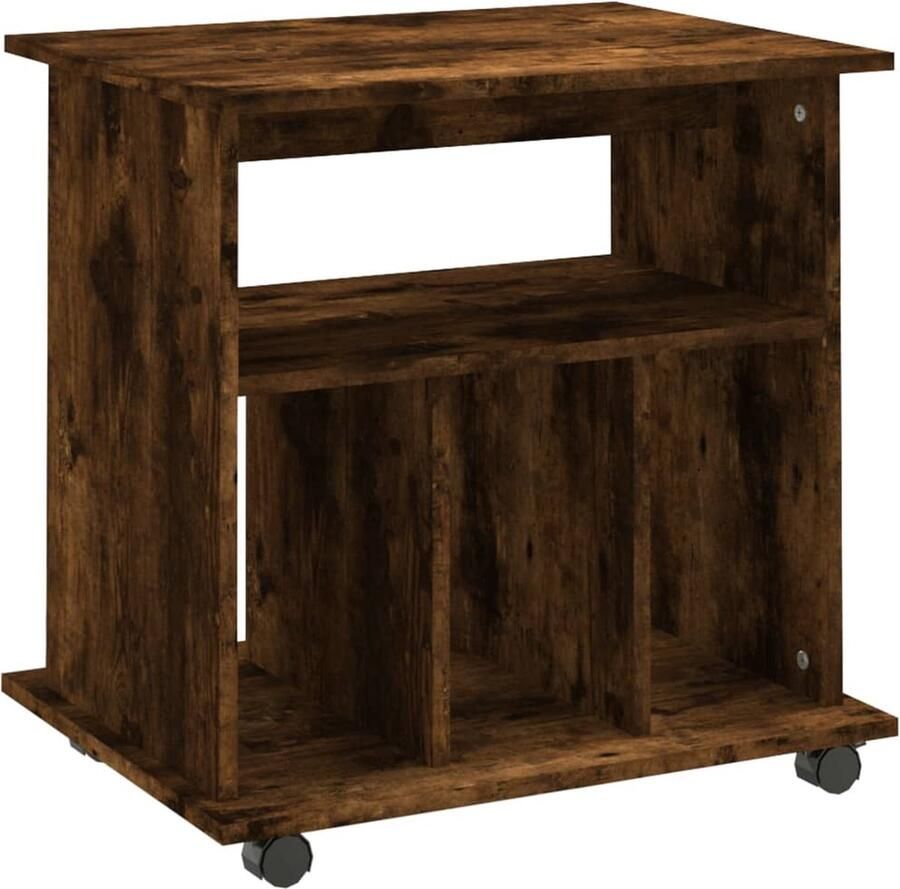 VidaXL Kast verrijdbaar 60x45x60 cm bewerkt hout gerookt eikenkleurig