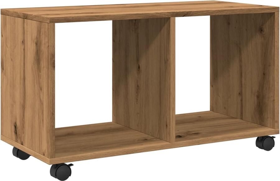VidaXL Rolkast 72x33x42 5 cm Artisanaal Eiken Rolkast Kasten Opbergkasten Houten Kast Multifunctioneel Meubel