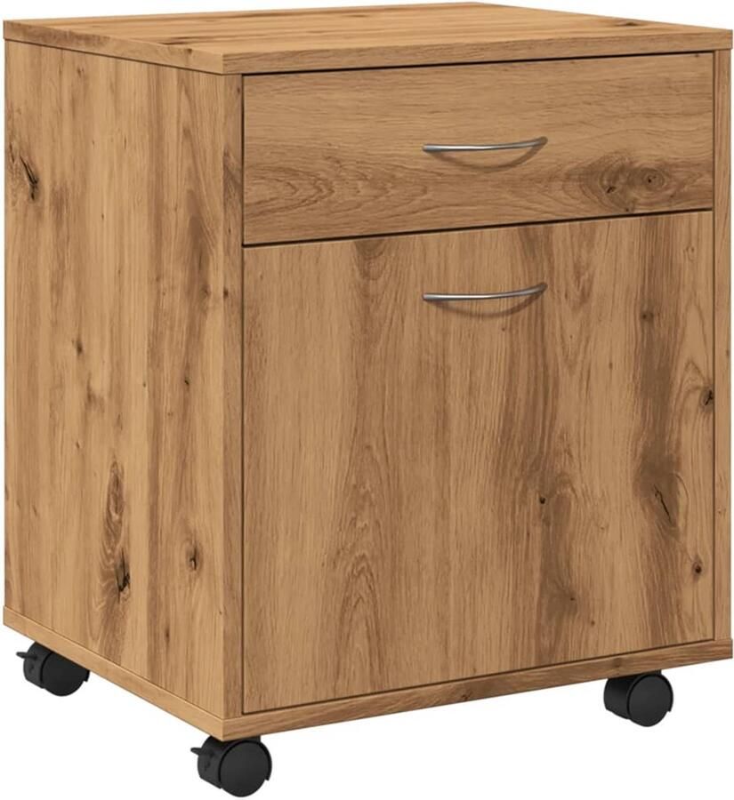 VidaXL Rolkast Artisan Eiken 45x38x54 cm Rolkast Rolkasten -kast Opbergkast Op Wielen