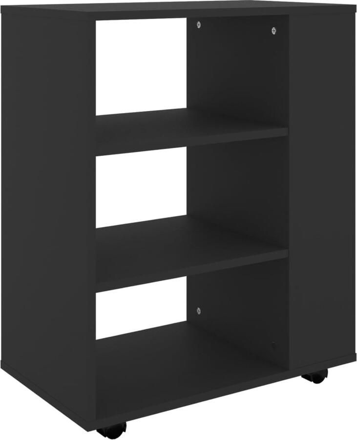 VidaXL Rolkast Bewerkte Hout Zwart 60x35x75 cm Rolkast Opbergkast Kasten Meubilair Home Office