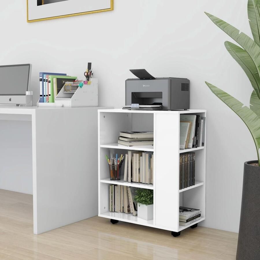 VidaXL Rolkast Hoogglans Wit 60x35x75 cm Verrijdbare Kast Rolkast Opbergkast Kasten Kantooraccessoires Meubilair Werkkamermeubelen Home Office - Foto 2