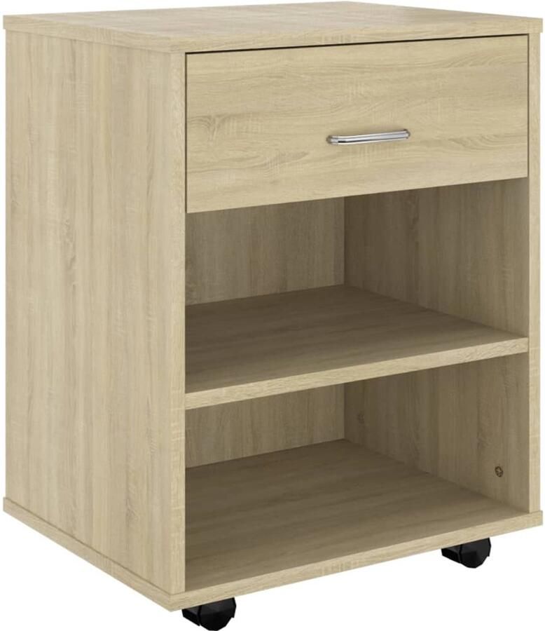 VidaXL Rolkast Sonoma Eiken 46x36x59 cm Rolkast Kasten Opbergkast Werkplek Organisatie Kantooraccessoires Houten Meubilair Scandinavische Stijl Bruine Meubelen - Foto 2
