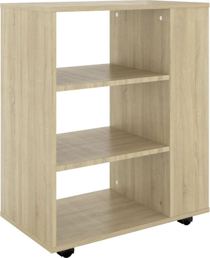 VidaXL Rolkast Sonoma Eiken 60x35x75 cm Met Wieltjes Rolkast Kasten Opbergkast Werkplek Organisatie Houten Kast Bruine Kast Sonoma Eiken