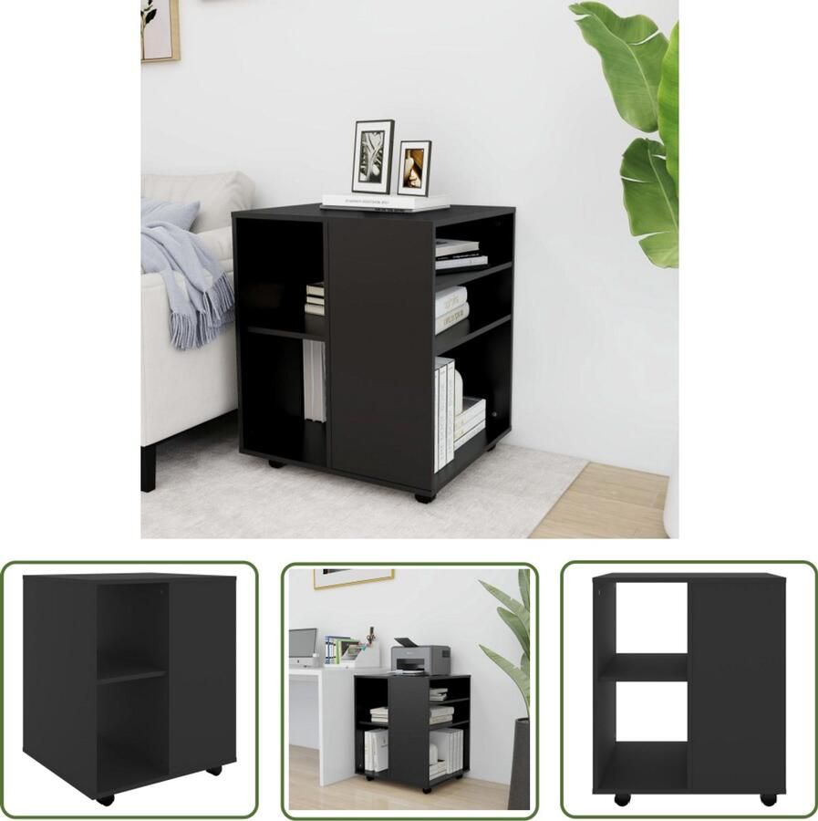 VidaXL Rolkast Zwart 60x53x72 cm Bewerkt Hout Rolkast Kasten Opbergkast Kantooraccessoires Bureaustools Home Office Zwarte Meubelen Houten Meubelen Scandinavische Meubelen Basic Meubelen