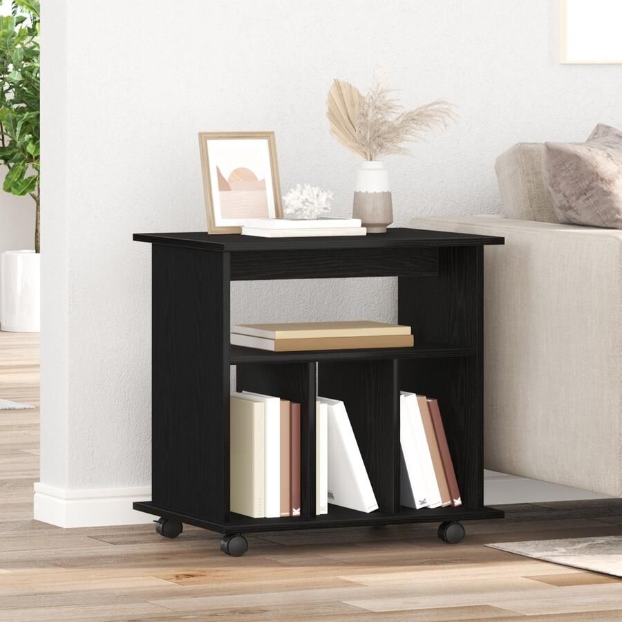 VidaXL Rollende kast met wiel Zwart eiken 60 x 45 x 55 cm Bewerkt hout