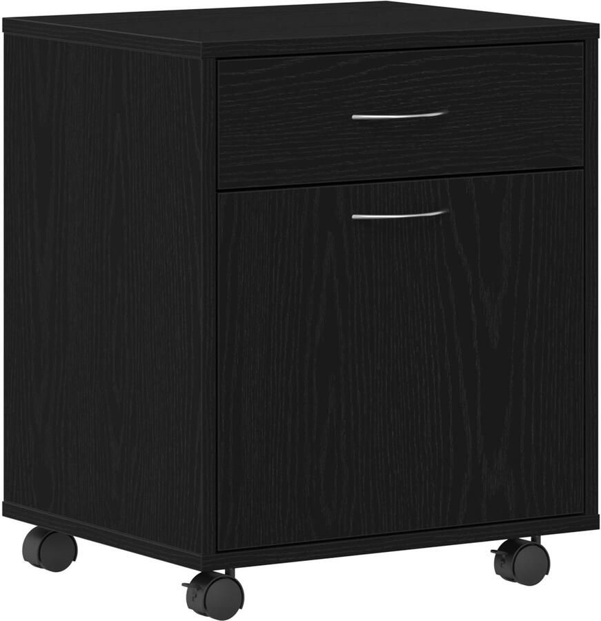 VidaXL Rolcontainer met wiel Zwart eiken 45 x 38 x 54 cm Bewerkt hout