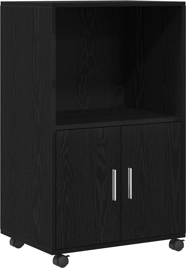 VidaXL Rolling Cabinet Zwart Eiken 55 x 40 x 91 cm Bewerkt hout