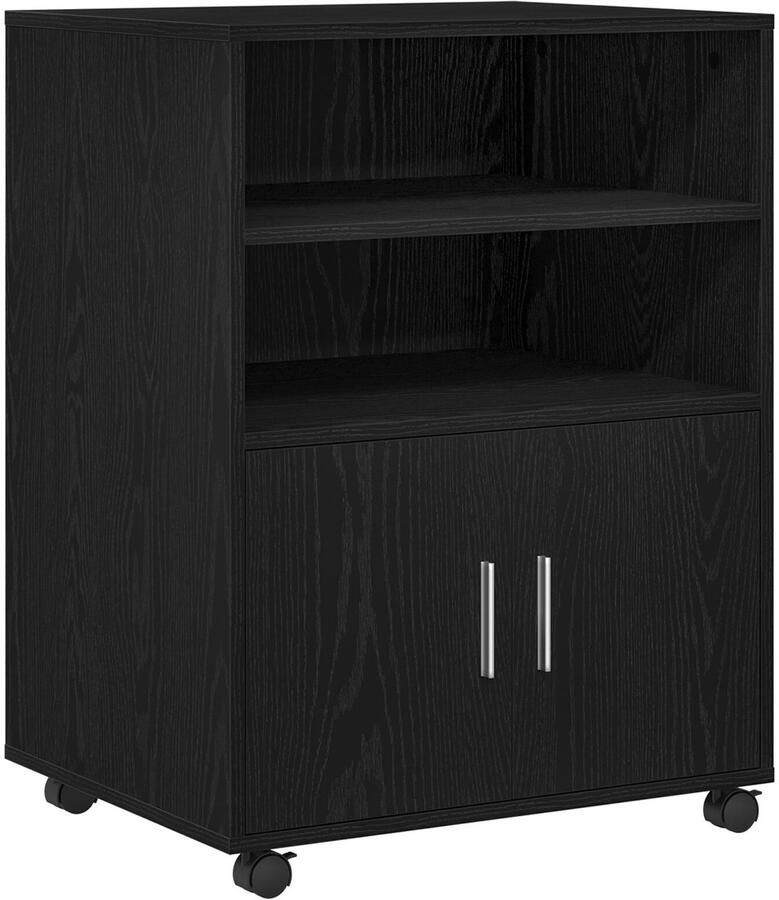 VidaXL Rolkast met plank Zwart eiken 60 x 48 x 81 cm Bewerkt hout