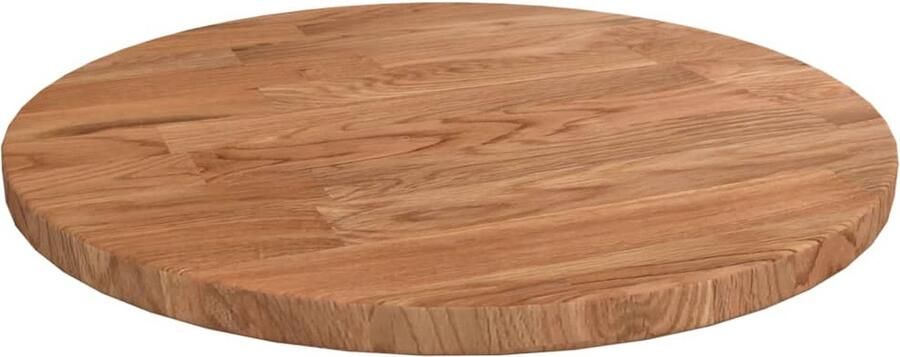VidaXL Rond eikenhouten tafelblad ?30x1 5 cm lichtbruin Tafelblad Eikenhout Massief Hout Rustiek Vintage Landelijk Salontafel Bijzettafel Bartafel Eethoek - Foto 2