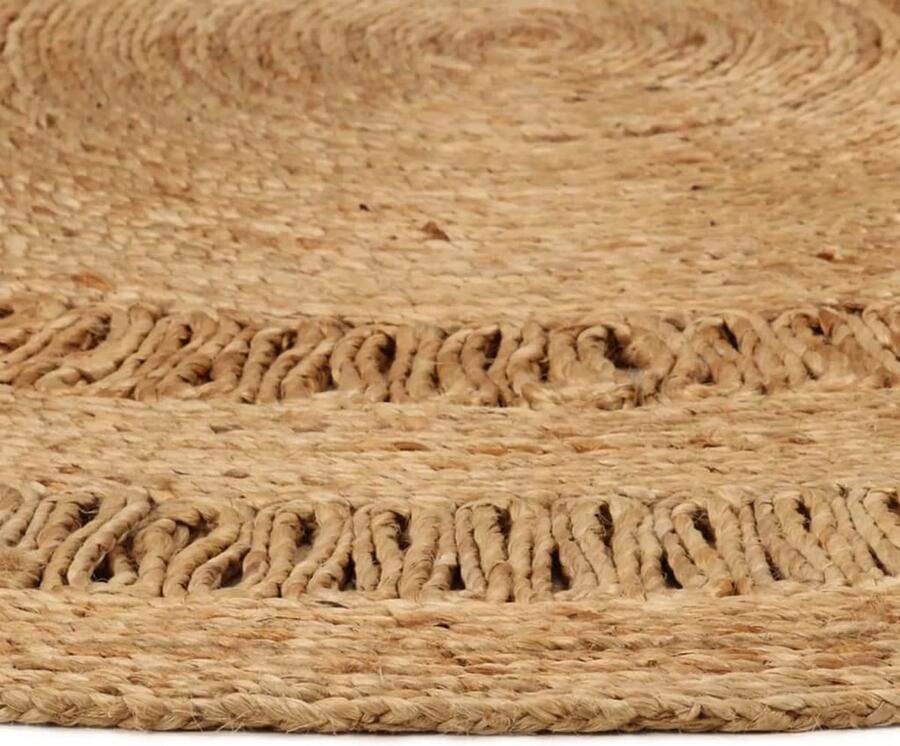 VidaXL Rond Jute Tapijt 120 cm Handgemaakt Jute Tapijt Ronde Tapijten Vloerkleed Binnentapijt Living Room Decoratie Slaapkamersdecoratie Boho Style Landelijke Stijl