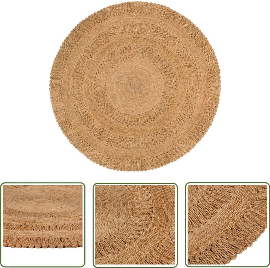 VidaXL Rond Jute Tapijt 150 cm Handgemaakt Jute Tapijt Ronde Tapijt Handgeweven Tapijt Natuurtapijt Vintage Tapijt Woonaccessoires Living Accessoires Slaapkamersdecoratie