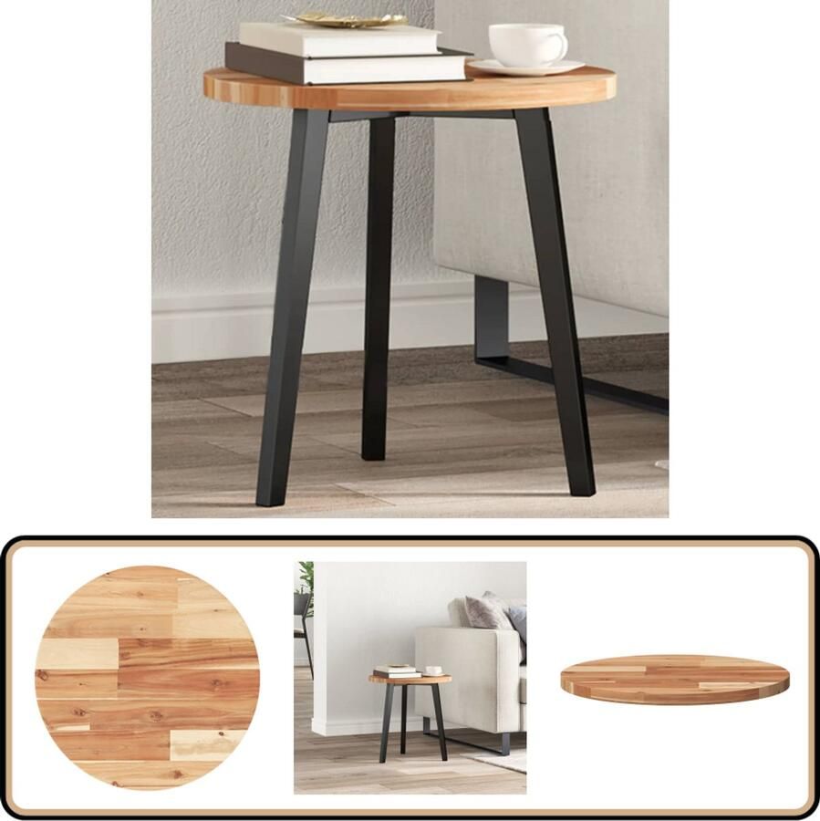 VidaXL Rond tafelblad 40x2 cm massief acaciahout Houten Tafelblad Acacia Hout Ronde Tafel Eetkamertafel Salontafel